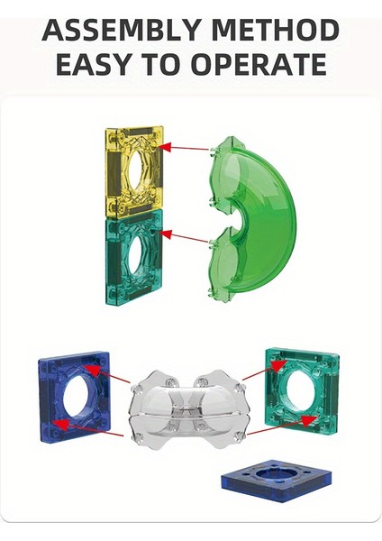 126 Parça Manyetik 3D Yapı Blok Seti - Renkli Manyetik Parça Eğitici Oyuncak | Top Boru Kaydırak (Yurt Dışından)