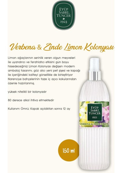 Limon Kolonyası Verbena & Zinde 150 ml ve 1 Lt, Rosie Hediye modelleri