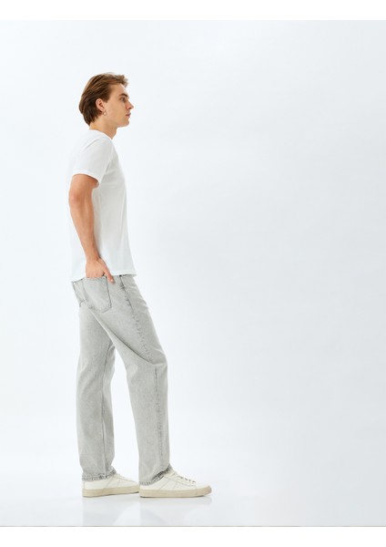 Pamuklu Vintage Straight Fit Jean Pantolon
