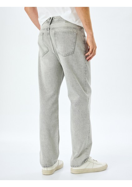 Pamuklu Vintage Straight Fit Jean Pantolon fırsatları