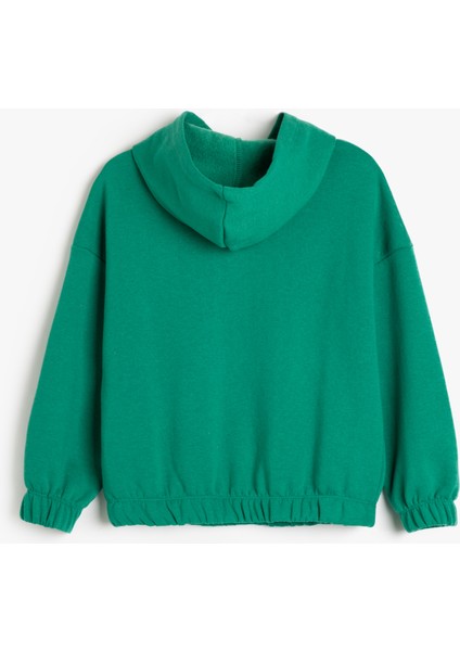 Slogan Baskılı Uzun Kollu Kapşonlu Sweatshirt fiyatları