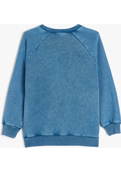 Pamuklu Baskı Detaylı Oversize Bisiklet Yaka Sweatshirt fiyatları