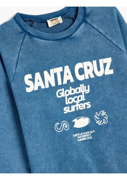 Pamuklu Baskı Detaylı Oversize Bisiklet Yaka Sweatshirt modelleri