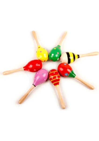 2 Adet Ahşap Marakas Ritim Aleti Renkli Desenli Çıngırak Boncuklu Marakas modelleri