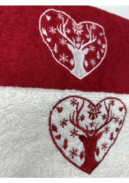 30X50 Yılbaşı Christmas Yeni Yıl Nakışlı 2'li Hediyelik Havlu Set