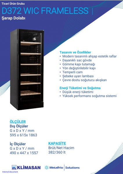 D 372 Wıc Frameless Şarap Dolabı