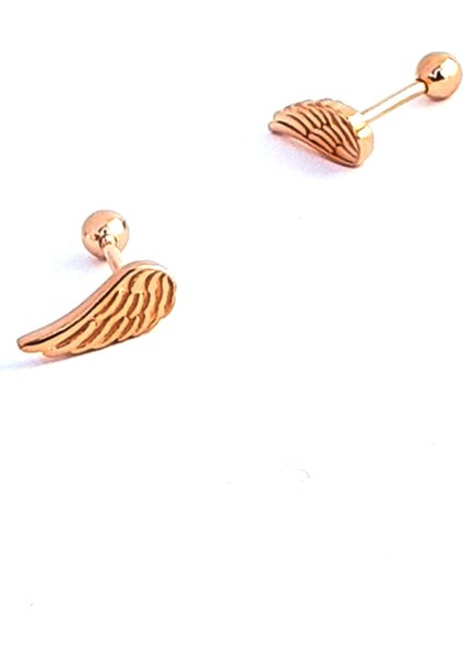 Melek Kanadı Figürlü 925AYAR Gümüş Rose Tragus Kıkırdak Piercing