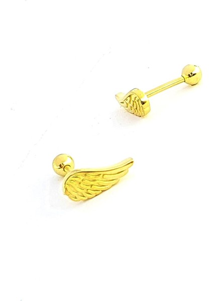Melek Kanadı Figürlü 925AYAR Gümüş Altın Tragus Kıkırdak Piercing