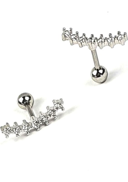 7 sıra tasli zirkon 316L cerrahi anti alerjik celik tragus veya kikirdak helix piercing bar uzunluk 6mm kalinlik 1mm 1.2 mm fiyatları