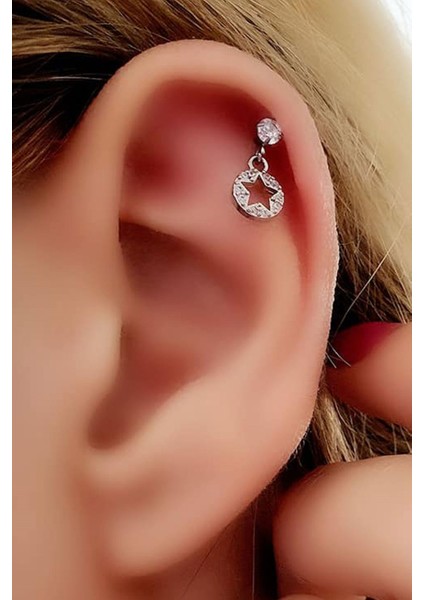 Yıldız Figürlü Sallantılı 316L Anti Alerjik Cerrahi Çelik Helix Kikirdak Piercing