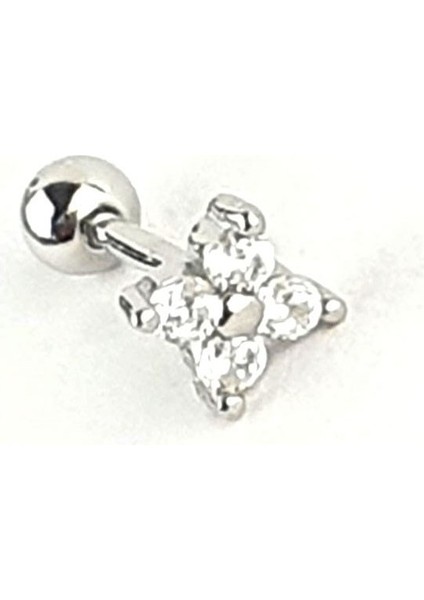 Zirkon Taşlı Çiçek Figürlü 925AYAR Gümüş Tragus Kıkırdak Piercing fiyatları