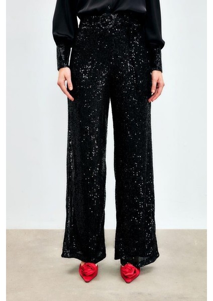 5518 Kemerli Payet Pantolon Siyah fırsatları