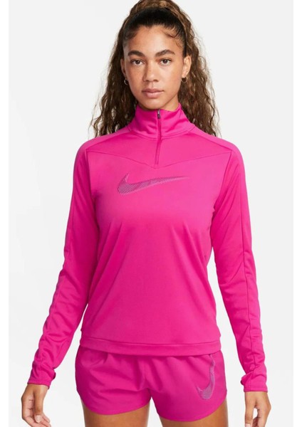 Dri-Fit Running Swoosh Fuşya Renk Kadın Çeyrek Fermuar Antrenman Üstü