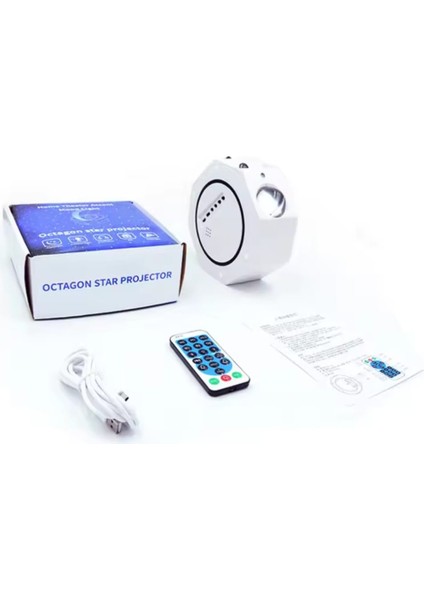 Çocuk Hareketli Projektör Yıldız Gökyüzü Işıkları Ay Galaxy Bluetooth Gece-Led Masa Lambası