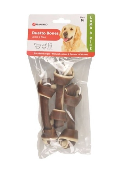 Duetto Kuzu ve Pirinçli Köpek Kemik Ödülü Medium 3 Adet