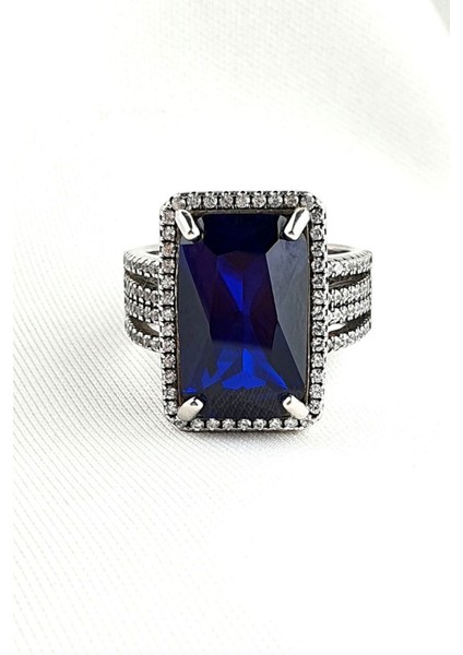Sky Diamond Blue Creative Sapphire 925AYAR Gümüş Lüks Yüzük