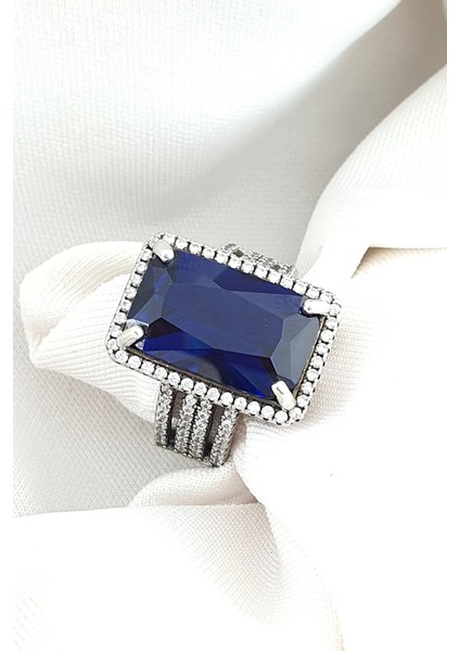 Sky Diamond Blue Creative Sapphire 925AYAR Gümüş Lüks Yüzük
