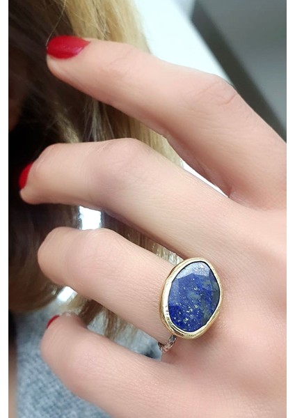 Lapis Lazuli Taşlı 925AYAR Gümüş El Işi Tasarım Doğal Taş Yüzük