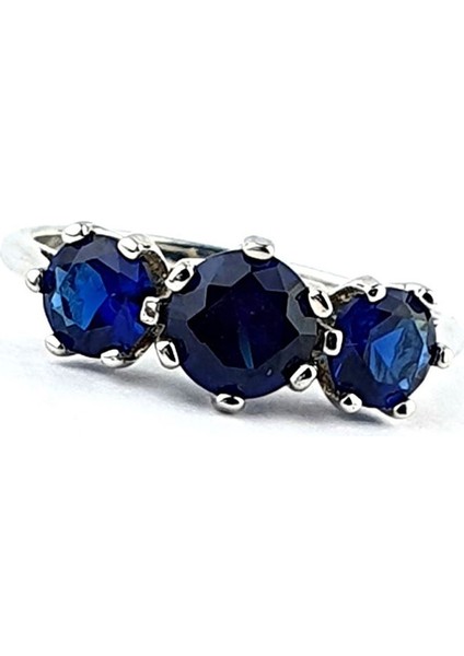 Sky Diamond Blue Creative Sapphire 925AYAR Gümüş Tria Yüzük fiyatları