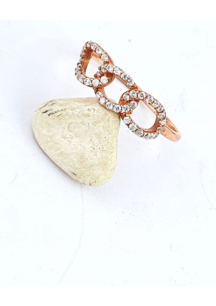 Zirkon Taşlı 925 ayar Gümüş Rose Çıtır Yüzük fiyatları