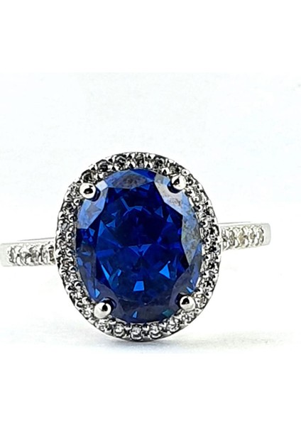 Sky Diamond Blue Paribu Tanzanit Taşlı 925AYAR Gümüş Oval Yüzük fırsatları