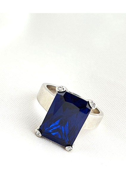 Sky Diamond Blue Creative Sapphire 925 ayar Gümüş Lüks Yüzük fiyatları