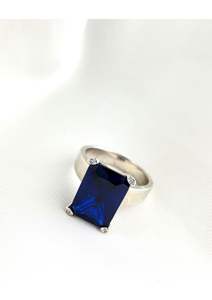 Sky Diamond Blue Creative Sapphire 925 ayar Gümüş Lüks Yüzük modelleri