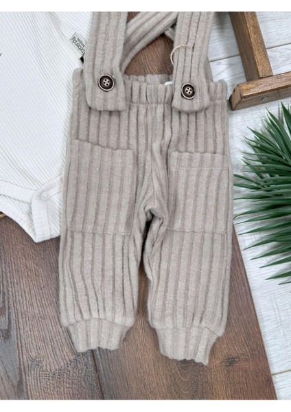 Mantar Nakışlı Salopet Bereli Alttan Çıtçıtlı Badi 3lü Bebek Takım indirimleri