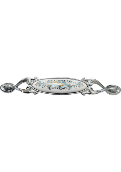 Miray 128 mm Metal Krom Kasa Beyaz Motifli / 5 Adet
