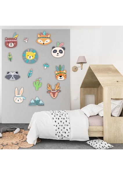 Kızılderili Hayvanlar Ahşap Set Bebek Çocuk Yatak Odası Ev Dekorasyon Model 007