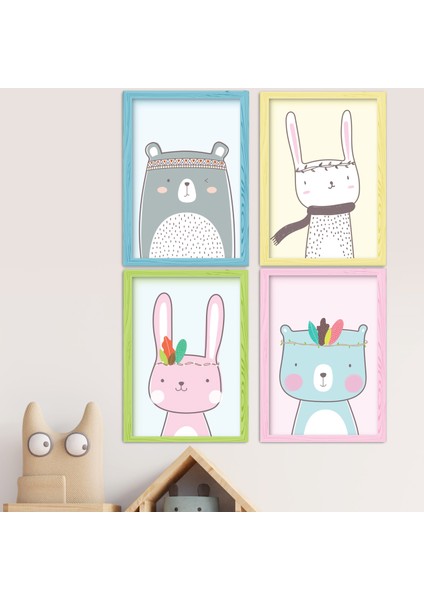 Çerçeve Ahşap Set Bebek Çocuk Yatak Odası Ev Dekorasyon Model 035