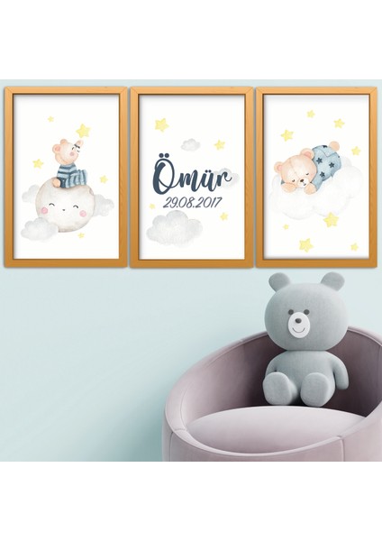 Kişiye Özel Isimli Doğum Panosu Ahşap Set Bebek Çocuk Yatak Odası Ev Dekorasyon Model 019