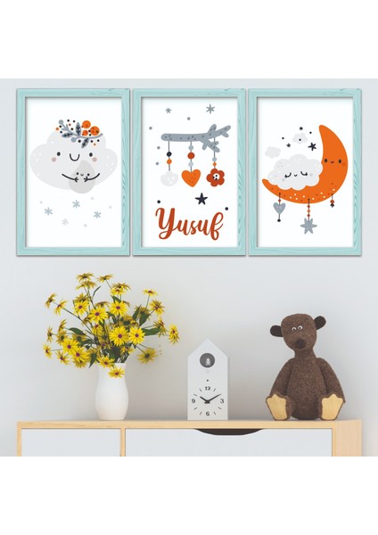 Kişiye Özel Isimli Doğum Panosu Ahşap Set Bebek Çocuk Yatak Odası Ev Dekorasyon Model 002