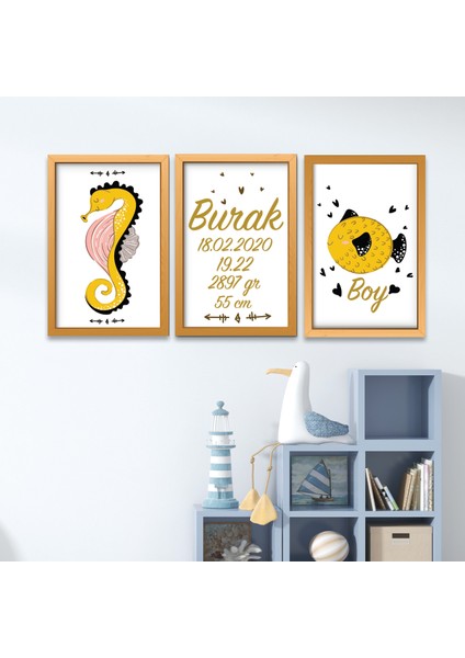 Kişiye Özel Isimli Doğum Panosu Ahşap Set Bebek Çocuk Yatak Odası Ev Dekorasyon Model 004