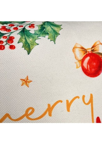 Merry Christmas Sloganlı Dekoratif Kırlent Kılıfı Bordo Fitilli fırsatları