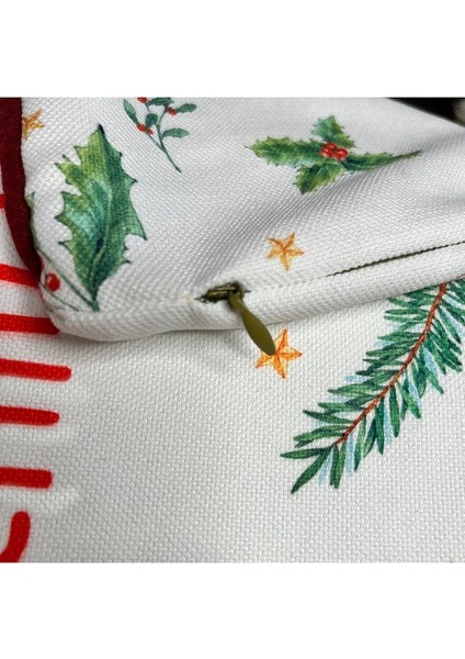 Merry Christmas Sloganlı Dekoratif Kırlent Kılıfı Bordo Fitilli indirimleri