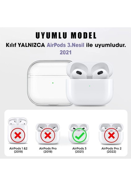 Airpods 3. Nesil Uyumlu Silikon Lüx Kılıf+Kancalı