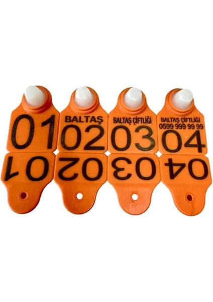 200 Adet Turuncu Küçükbaş Hayvan Kulak Küpesi Pens Ucu