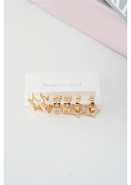 Kadın Vip Seri Baget Zirkon Taşlı Klipsli 6'lı Set Küpe fiyatları