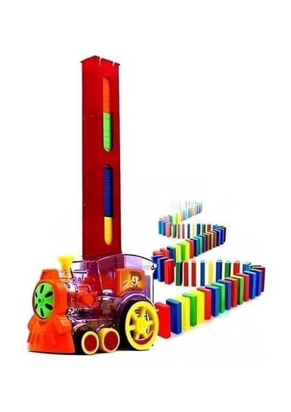 Domino Tren 60 Parça Sesli Tren Seti Mega Set Domino Taşı Dizen Tren Sesli Işıklı