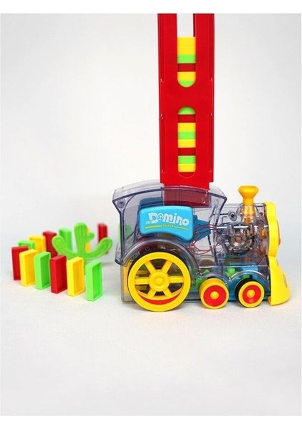 Domino Tren 60 Parça Sesli Tren Seti Mega Set Domino Taşı Dizen Tren Sesli Işıklı