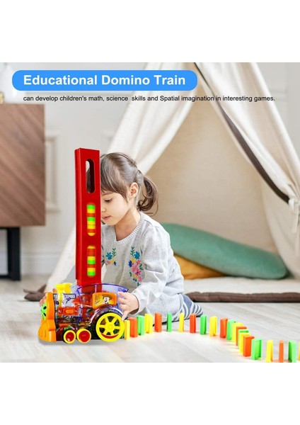 Domino Tren 60 Parça Sesli Tren Seti Mega Set Domino Taşı Dizen Tren Sesli Işıklı