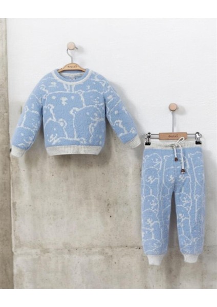 Ayıcık Desen Erkek Bebek ve Çocuk 2'li Triko Takım