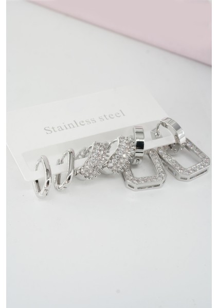 Kadın Vip Seri Baget Zirkon Taşlı Klipsli 6'lı Set Küpe fırsatları