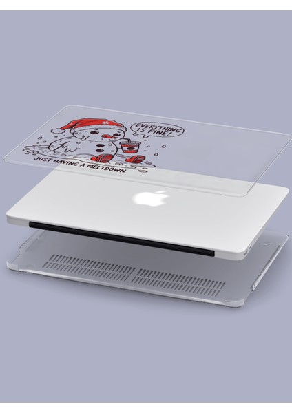 Macbook Air (M2-M3) Kılıf 15 Inç A3114-A2941 2023/2024 Şeffaf Kapak Tam Koruma Macup-10 Kardan Adam