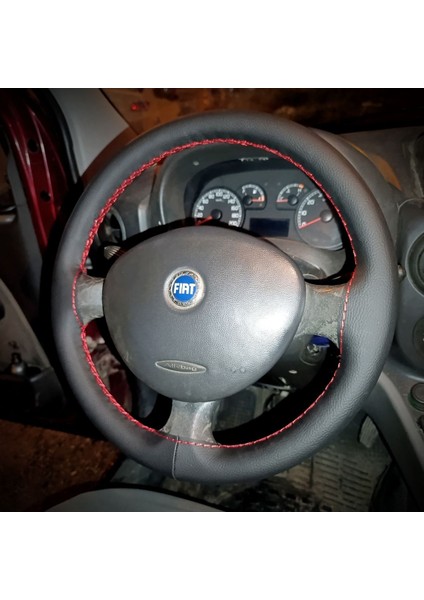 Dikişli Direksiyon Kılıfı Siyah Deri Kırmızı Dikişli Fıat Doblo Için fiyatları