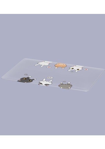 Macbook Air (M2-M3) Kılıf 15 Inç A3114-A2941 2023/2024 Şeffaf Sert Kapak Koruma Macup-23 Kediler Hello Turuncu