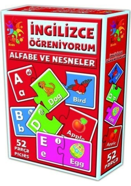 Ingilizce Öğreniyorum Alfabe ve Nesneler Okul Öncesi Eğitici Set 52 Parça - ING-1010