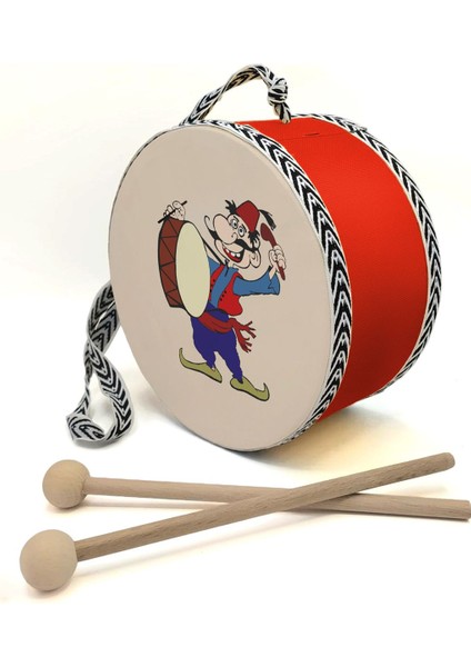 Ramazan_davulcusu Baskılı , Kırmızı , Gerçek Deri Çocuk Davulu