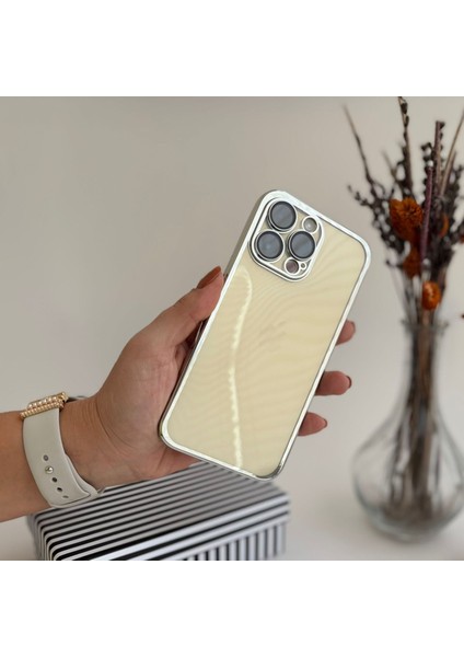 Lens Korumalı Parlak Şeffaf Silikon Apple iPhone 14 Pro Max Kılıf Gümüş